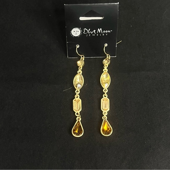 Jewelry - blue moon jewelry gold tone dangle earrings statement boho chic 3 inches